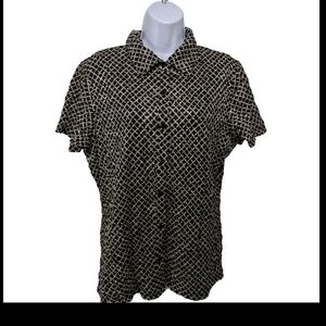 NWT Style & Co Nylon Blend Button Up Shirt 1X Short Sleeve Stretchy